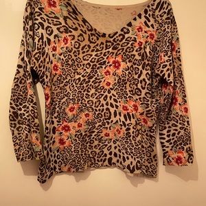 Stretchy animal print sweater. Lightweight.